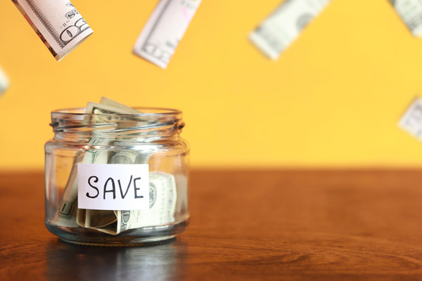 save jar depicting saving money with propane fuel
