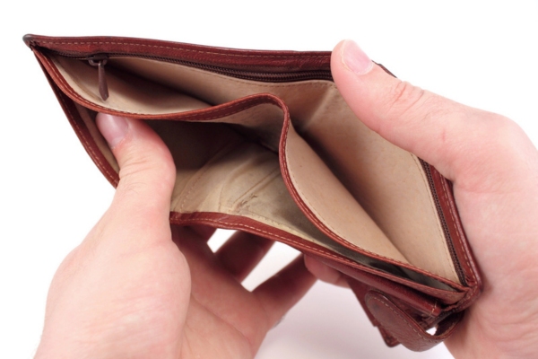 image of an empty wallet depicting financial consequences