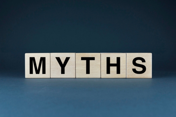 MYTHS spelled using wooden letter cubes depicting Propane Misconceptions