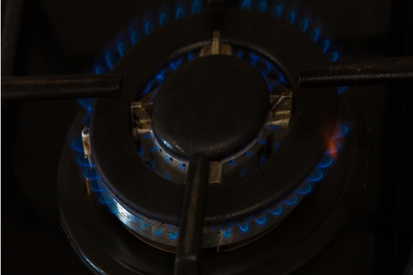 flickering flame on a gas burner