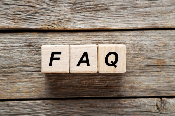 FAQ spelled using wooden letter cubes