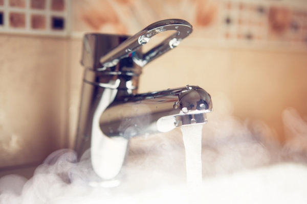 Hot water from the faucet