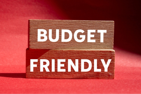 Budget friendly message written on wooden blocks