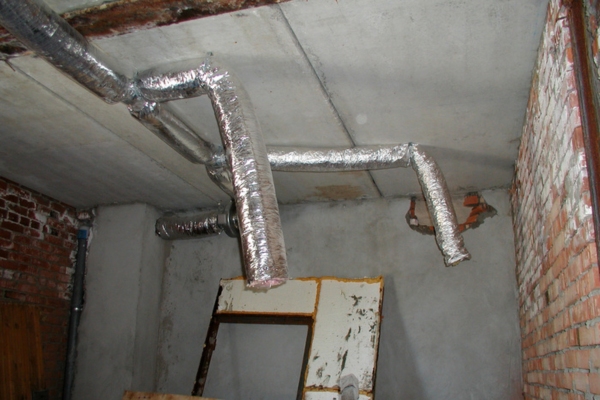 construction site during HVAC ductwork repair