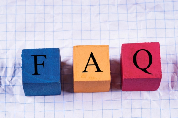 FAQ spelled using colorful wooden letter cubes depicting HVAC Technology questions