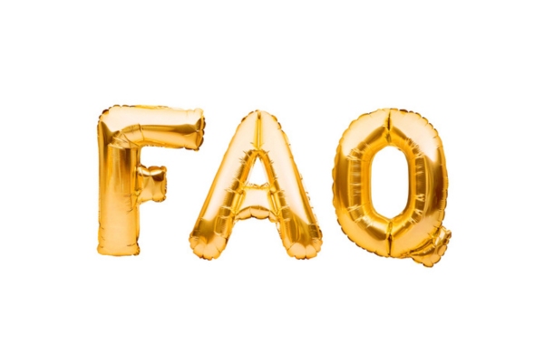 FAQ spelled using gold letter balloons depicting Air Conditioner Replacement Company questions