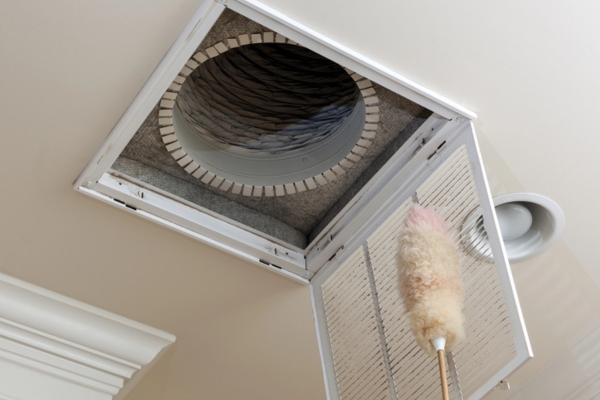 cleaning HVAC air filter and cover