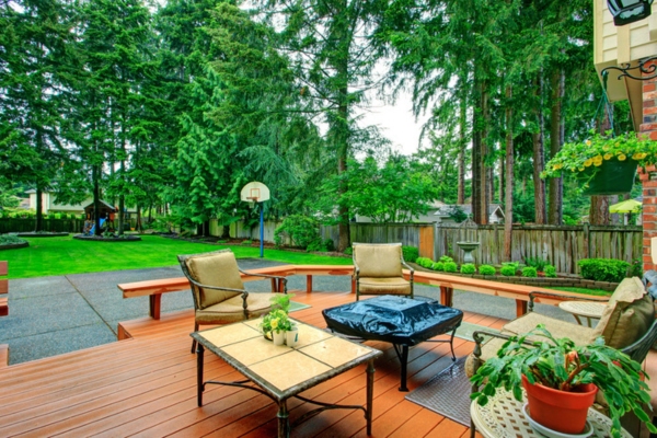 backyard with a firepit and chairs