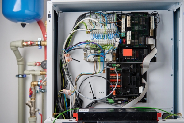 close up of boiler control panel