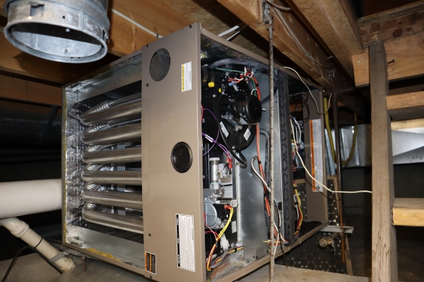 residential furnace currently being serviced
